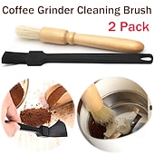 Недорогие Кухонная утварь и гаджеты-2 щетки для чистки кофемолки с тяжелой деревянной ручкой &amp;щетина для удаления пыли с древесины щеткой для эспрессо и нейлоновая щетка для эспрессо-машины