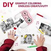 Недорогие Все для фото и видео-Новинка 2025 года: детская цифровая камера Polaroid Q5 с рисунком из мультфильма, симпатичная мини-камера для детей с HD-фотосъемкой и печатью, мини-видеокамера, рождественский подарок на день