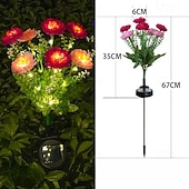 abordables Éclairage au sol-Lampes solaires de jardin, lampe solaire décorative extérieure étanche en forme de fleur, pour jardin, cour, patio, pelouse, décoration extérieure de Noël ou d'Halloween, cadeaux idéaux pour la fête