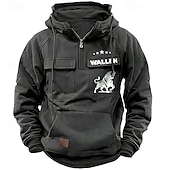 economico felpe 3d da uomo-Per uomo Felpa con cappuccio Felpa con cappuccio e zip corta Nero Rosa Vino Blu Verde Con Cappuccio Bandiera Nazionale Coulisse Tasca Sport &amp; Outdoor Quotidiano Ferie Streetwear Essenziale Casual