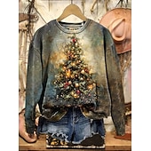 economico Felpa di Natale-Per donna Felpa Pullover Grafico Babbo Natale Natale Casual Manica Lunga Girocollo Top Regolari Casuale Streetwear Abbigliamento Quotidiano Nero Bianco Rosa Rosa scuro Rosso Autunno Inverno