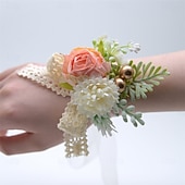 billiga Bröllopsbuketter-Bröllop handled blommor Handleds Corsage Bröllop / Fest Tyg Blomstil