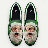 cheap Men's Slip-ons &amp; Loafers-Men's Christmas Santa Face Slip-On Shoes – Vibrant 3D Santa Design, Comfortable Casual Footwear, Ideal for Christmas Festivities &amp; Winter Wear