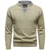 tanie suéter de los hombres-Men's Sweater Pullover Sweater Jumper Ribbed Knit Regular Tops 2 in 1 Knitted Plain High Neck Knitwear Contemporary Casual Daily Wear Clothing Apparel Fall &amp; Winter Black Light Grey M L XL