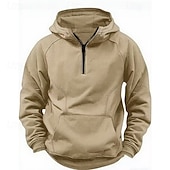 abordables sudaderas basicas hombre-Hombre Sudadera Sudadera con capucha y cremallera de un cuarto Negro Vino Verde Ejército Azul Marino Caqui Con Capucha Plano Bolsillo Media Cremallera Deporte Diario Festivos Poliéster Ropa de calle