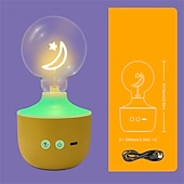 Недорогие Рождественские огни-1 шт. светодиодный ночник в форме луны и звезды G80, перезаряжаемая настольная лампа RGB желтого цвета с регулировкой яркости, декор для комнаты, подарочный светильник в форме луны