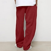 זול רגל ישרה-בגדי ריקוד גברים מכנסי טרנינג מכנסי טרנינג עם רגליים רחבות מכנסיים מכנסיים רחבים מכנסי טרנינג פתוחים שרוך אלסטית מותניים רגל ישרה אחיד נושם באורך מלא ספורט חוץ קזו&#039;אל יומי אופנתי סגנון רחוב שחור לבן