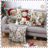 Недорогие рождественское постельное белье-Рождественская наволочка с рисунком елки, оленя, снеговика, декоративная наволочка для дивана, гостиной, спальни, декор для дома и праздника