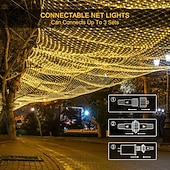 economico Strisce LED-Set di luci a rete collegabili 3 in 1 per interni ed esterni, luci decorative per Natale, Capodanno, matrimonio, atmosfera festiva, telecomando a 13 tasti, tensione di sicurezza 31 V, 1,5 * 1,5 m - 96