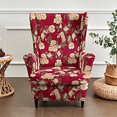 abordables Funda para silla con respaldo-floral, rayado &amp;Fundas para sillones orejeros con estampado geométrico, fundas elásticas de poliéster para sillones, protectores decorativos para muebles