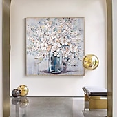 levne Květinové či botanické obrazy-Ručně vyráběné olejomalby z lahví s květinami na plátně, nástěnná dekorace, moderní abstraktní obraz pro domácí dekoraci, rolovaný bezrámový, nenatažený obraz