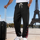 Herre Joggebukser Bukser Snorer Lomme Elastisk midje Ruter Komfort Sport & Utendørs Daglig Mote Fritid Svart Hvit Mikroelastisk billige Rett ben-Herre Joggebukser Bukser Snorer Lomme Elastisk midje Ruter Komfort Sport & Utendørs Daglig Mote Fritid Svart Hvit Mikroelastisk