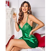 baratos Presentes-Camisola Babydoll Lingerie Vestido de Malha e Renda Roupa Noturna Fancy para Adultos Novo Ano Festa de Casa Presente de Dia dos Namorados para Ela