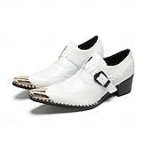 halpa Ensiluokkaiset nahkaiset loaferit-Miesten valkoiset kaksoishihnalliset nahkaiset juhlakengät metallisella kärjellä, 100% naudannahasta valmistetut juhlakengät häihin, lavaesityksiin ja juhliin