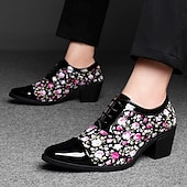 abordables Chaussures Déclaration-Chaussures à talons hauts noires à motif floral pour homme – Design élégant et tendance, parfaites pour les événements formels, les tenues tendance et les sorties en soirée