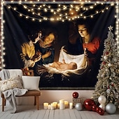 preiswerte weihnachtswandteppich hängen-Weihnachts Hängeteppich Geburt Krippenszenen große Wandkunst Wandmural Dekoration Decke Vorhang Feiertags Zuhause Schlafzimmer Wohnzimmer Feier Dekoration Festlicher Winter Feiertags Schmuck