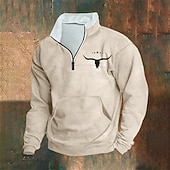 economico Felpe 3D da uomo-Per uomo Maglia Felpa con zip corta Nero Bianco Verde militare Rosso Blu Mezza zip Mucca Mezza cerniera Sport &amp; Outdoor Quotidiano Ferie Poliestere Streetwear Essenziale Casual Autunno Inverno