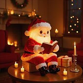 levne vnitřní vánoční osvětlení-Vánoční světla Santa Claus čtou knihu lampa Santa čtou knihu lampa roztomilá osvětlená socha Santa vintage vánoční stolní dekor vintage noční světlo pro vánoční párty domácí dekoraci