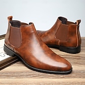cheap Chelsea Boots-Black Faux Leather Men's Chelsea Boots with Smooth Finish – Elegant and Easy-to-Wear Footwear for Office and Evening Wear