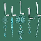 levne Ozdoby-20 ks vánočních křišťálových závěsných ozdob, průhledných akrylových rampouchů a sněhových vloček na vánoční stromeček, vánoční dekorace do domu