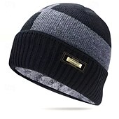 billige Lue lue-Herre Unisex Beanie lue Vinterhatter Luer Strikk lue Vinterlue Svart Navyblå Akryl Fiber Strikket Koselig Dagligdagstøy Ut på byen Fargeblokk Varm