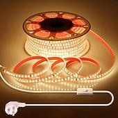 お買い得  プラグストリップライト-LED防水IP65ライトストリップ、16.4～328フィート、強力な粘着剤付きLEDライトストリップ、単列120LED、二列240LED、オン/オフスイッチ付きプラグワイヤー、屋内寝室キャビネット下装飾用