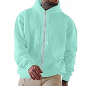 cheap Fleece Hoodie-Men's Hoodie Full Zip Hoodie Pullover Hoodie Sweatshirt Fleece Hoodie Wine Red Hooded Plain Zipper Casual Daily Sports &amp; Outdoor Streetwear Cool Sportswear All Seasons Clothing Apparel Hoodies