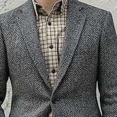 abordables Blazer-Blazer en tweed décontracté pour homme, col cranté, style décontracté, pour le bureau, coupe standard, simple boutonnage, un bouton