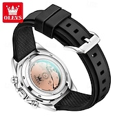 cheap Mechanical Watches-The New Olevs Silicone Men'S Business Watch With Luminous Calendar And Moon Phase Display A Multi-Functional Fully Automatic Mechanical Watch Is A Fashionable Casual Waterproof Sports Wristwatch
