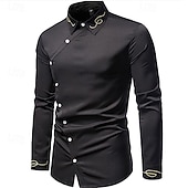 preiswerte Freizeithemden für Herren-Herren Hemd Freizeithemd Knopfhemd Designerhemd Besticktes Hemd Schwarz Weiß Rote Marineblau Langarm Einfach Kragen Urlaub Lässig Bestickt Bekleidung Polyester Mode Modern Lässig