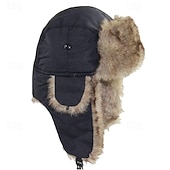 baratos Chapéu para Homem-Homens Aviador Chapéu Ushanka Chapéu de Aviador Chapéu com protetores de orelha Chapéus de inverno Preto Branco Poliéster Estilo vintage Aconchegante Roupa Diária Para Noite Cor Sólida / Simples