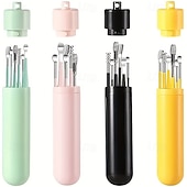 cheap Personal Care &amp; Health-6pcs Stainless Steel Ear Wax Removal Tool Set Spiral Rotating EarPicking Spoon Ear Picker Spoon For Cleaning Collecting Ear Wax