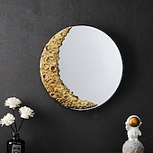 abordables Sculptures-1 pendentif décoratif en forme de cratère lunaire en résine avec un miroir de cratère lunaire au design créatif suspendu à la surface, adapté à la décoration murale dans les salons, les bureaux et les
