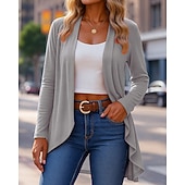 abordables Vestes de course-Femmes Couleur Unie Cardigan ouvert sur le devant Cardigan tricoté Automne manche longue Athleisure Col en V Extérieur Voyage Sportif Rouge vin Noir Violet Tenue de sport Tenues de Sport
