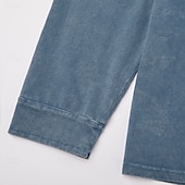 お買い得  カジュアルヘンリーTシャツ-男性用 ヘンリーシャツ Tシャツ コットン100% アシッドウォッシュシャツ ヘンリートップ 長袖 純色 平織り ヴィンテージ ファッション レトロ風 色褪せた ボタン ヘンリー カジュアル 日常 アウトドア 夏 春 オールシーズン ブルー ダークレッド ブラック ヘンリーTシャツ