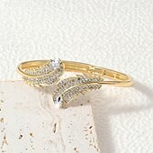 abordables Brazaletes-Zirconio No coincidente Forma de Hoja Personalizado De moda Cromo Pulsera pulsera Plata / Dorado / Dorado 2 Para Boda Fiesta Pedida Fiesta de baile