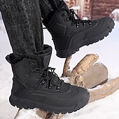 economico Stivali invernali e neve-stivali da neve impermeabili da uomo marroni con calda fodera in pile e suola antiscivolo, scarponi da trekking invernali per climi freddi e terreni innevati