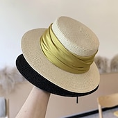 Χαμηλού Κόστους Καπέλα Γιορτής-Καπέλα Πολυεστέρας Άχυρο Ψάθινο καπέλο Καπέλο ηλίου Γάμου Αργίες Πάρτι Τσαγιού Ιπποδρομία κοκτέιλ Κομψό Βίντατζ Αντιηλιακή Προστασία Με Κορδέλες Ακουστικό Καπέλα