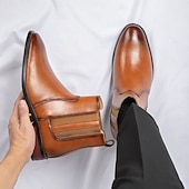 お買い得  チェルシーブーツ-メンズブラウンフェイクレザーチェルシーブーツ - スタイリッシュなスリッポンデザイン、快適で多用途、フォーマルやスマートカジュアルなシーンに最適