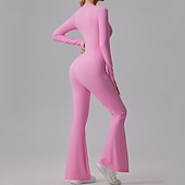 abordables Conjuntos y Monos-Mujer Mono de Fitness Mono de una pieza Cerrar Color sólido Body Primavera Otoño Negro Blanco Gimnasio Rutina de ejercicio Corriendo Control de barriga Manga Larga Deporte Ropa de Deporte Ajuste