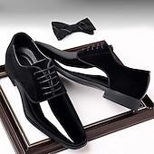 Χαμηλού Κόστους Παπούτσια Oxford-Ανδρικά μπλε σκούρο λουστρίνι oxford παπούτσια με σουέτ σε αντίθεση, κομψά επίσημα παπούτσια με μυτερή μύτη για επαγγελματικές και βραδινές εκδηλώσεις