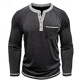 economico Magliette casual da uomo-Per uomo Maglietta Maglia Henley Camicia a Maniche Lunghe Manica Lunga Henley Primavera Autunno Blocco di colori Moda Designer Essenziale Tasche Vacanza Streetwear Uscire Rosso scuro Nero Blu marino