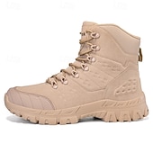 abordables Bottes de randonnée-Bottes de randonnée d&#039;extérieur beiges pour hommes avec semelle en caoutchouc antidérapante et construction respirante, bottes tactiques légères pour la randonnée, le camping et le port quotidien