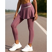 tanie Spodnie biegowe i legginsy-Damskie Odzież sportowa Leginsy do biegania Spódnica sportowa z obcisłym 2 w 1 Wysoka talia Doły Siłownia Athleisure Ćwiczyć Wiosna Jesień Wyszczuplenie brzucha Na zewnątrz Podróże Sportowy Ścisłe
