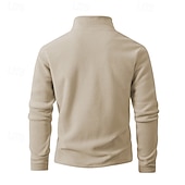baratos Suéteres básicos-Homens Moletom Moletom de lã Moletom com zíper Preto Roxo Cáqui Café Verde Claro Meio Zíper Tecido Quarter Zip Desportos e Ar livre Diário Feriado Poliéster Roupa de rua Básico Casual Outono Inverno
