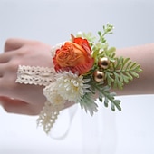 billiga Bröllopsbuketter-Bröllop handled blommor Handleds Corsage Bröllop / Fest Tyg Blomstil