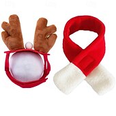 billiga Djurkostym-Jultomtehatt och halsduk för husdjur - justerbar julkostym för hundar, katter, valpar, kattungar - festlig röd &amp;vit outfit
