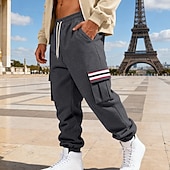 economico Carico-Per uomo Pantaloni da tuta Pantaloni in Pile Joggers Pantaloni Pantaloni invernali Coulisse Tasca Elastico in vita Patchwork Comodità Caldo Sport all'Aperto Quotidiano Moda Casual Nero Bianco