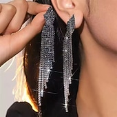 economico Orecchino da donna-orecchini lunghi con nappe di cristallo scintillanti da donna: eleganti gioielli scintillanti per matrimoni, feste ed eventi formali