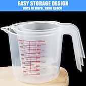 ieftine Pahare-Set de 3 căni de măsurat, include căni de măsurat lichide din plastic de 250 ml (1 cană), 500 ml (2 căni) și 1000 ml (4 căni) - pentru copt, gătit, amestecat &amp;căni de măsurat ustensile esențiale de